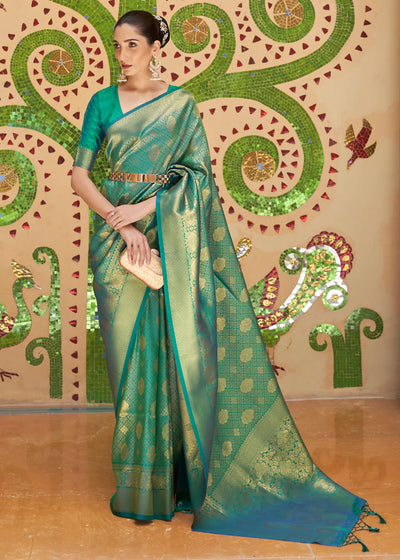 TEAL Green Kanjivaram Silk Saree