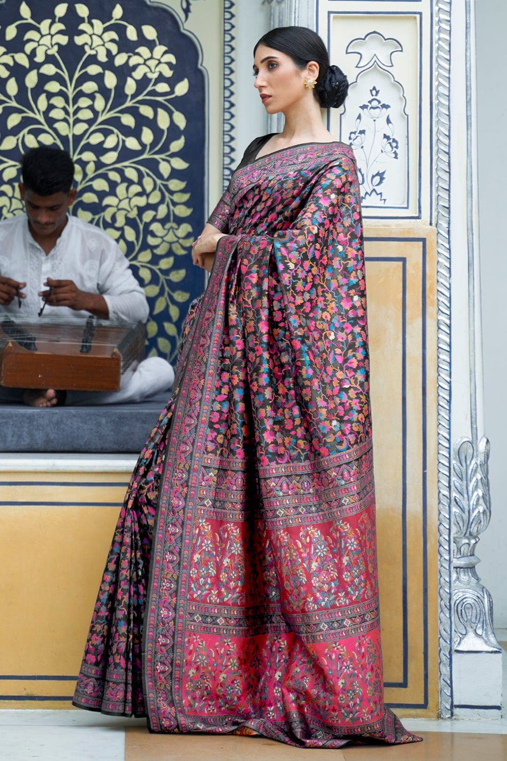 ROYEL BLUE Colour Kashmiri Handloom Weaving Saree