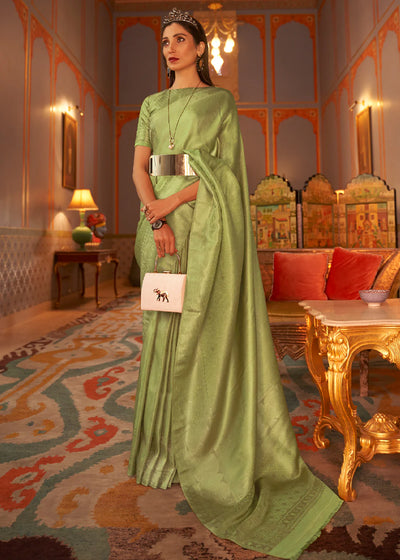 EMERALD GREEN Kanjivaram SATIN Silk Saree