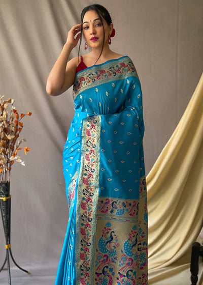 INDIGO BLUE  Woven Paithani Silk Saree