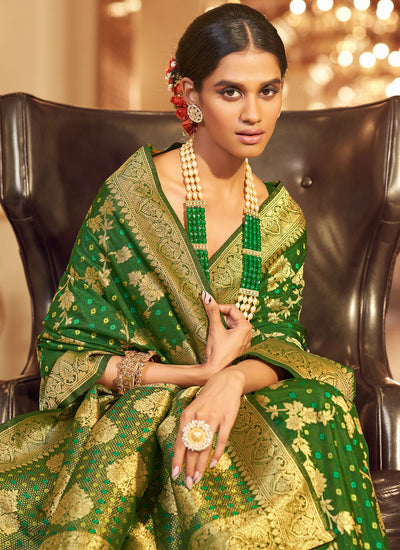 Exquisite Green Color Silk silk Trendy Classic Saree