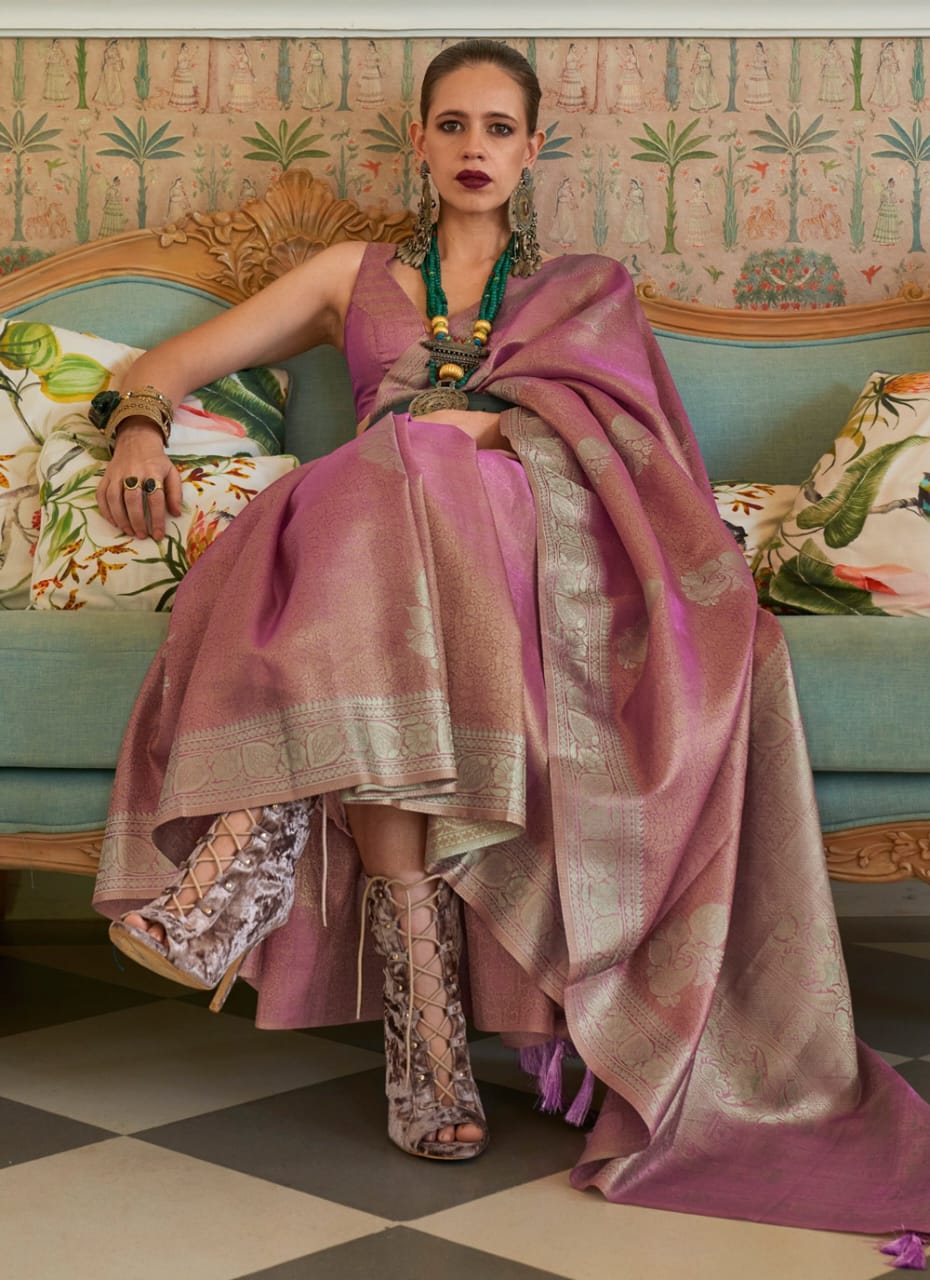 Kalki Koechlin Pink Color Designer Traditional Saree