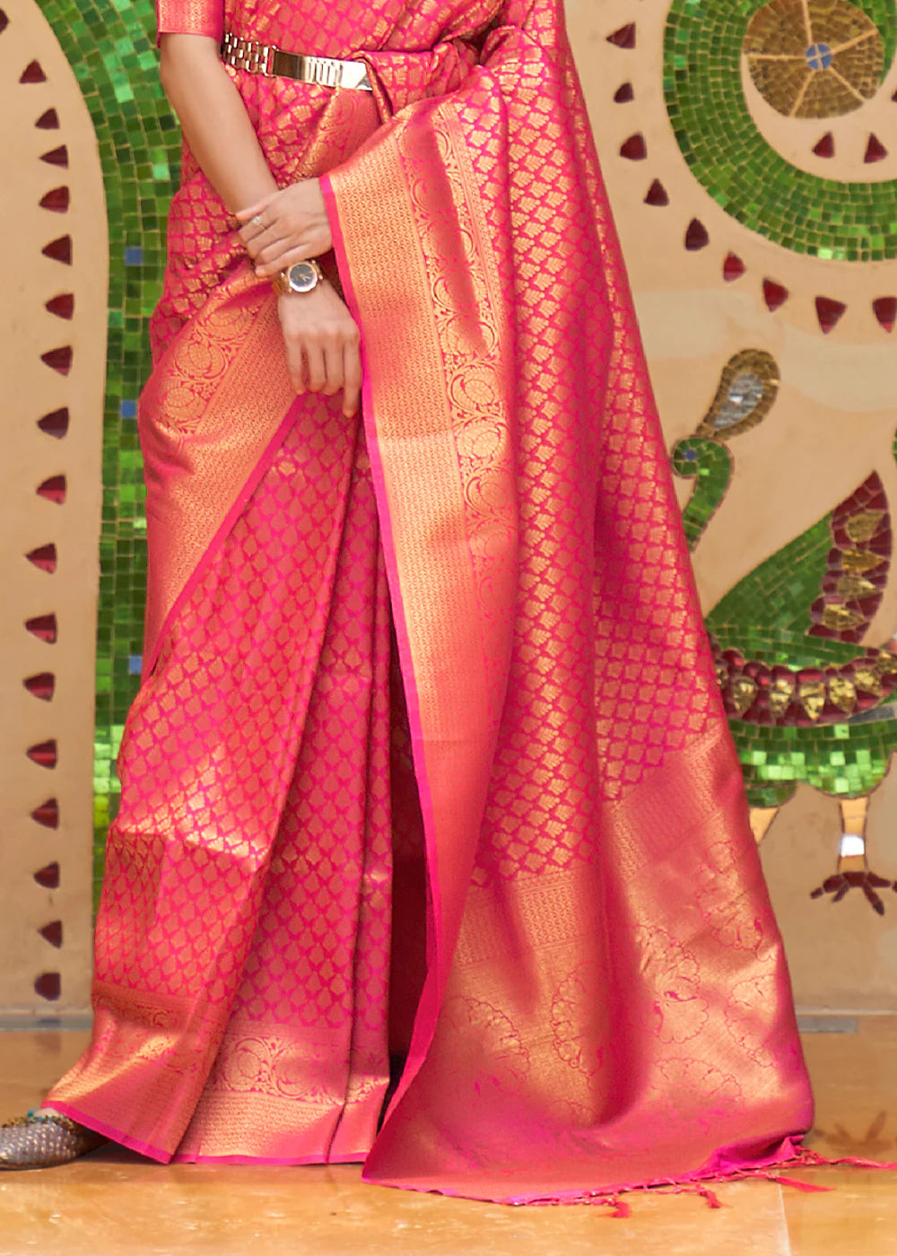 BLUSH Pink Kanjivaram Silk Saree