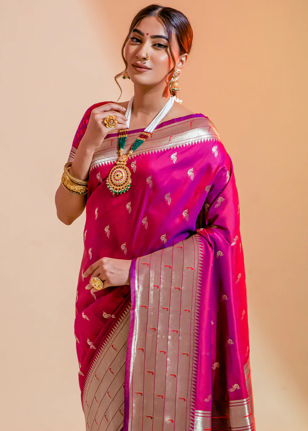 Blush Pink WOWEN Paithani Silk Saree