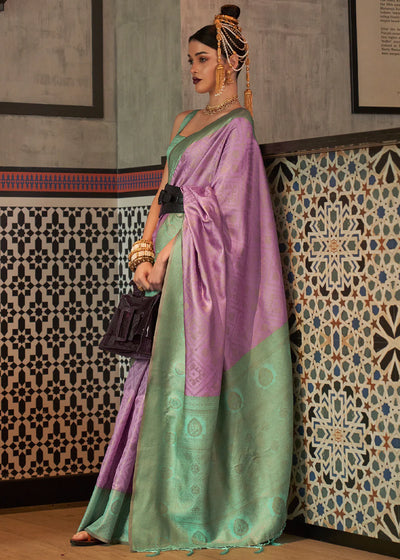 Purple And Green zari woven Kanjivaram silk saree