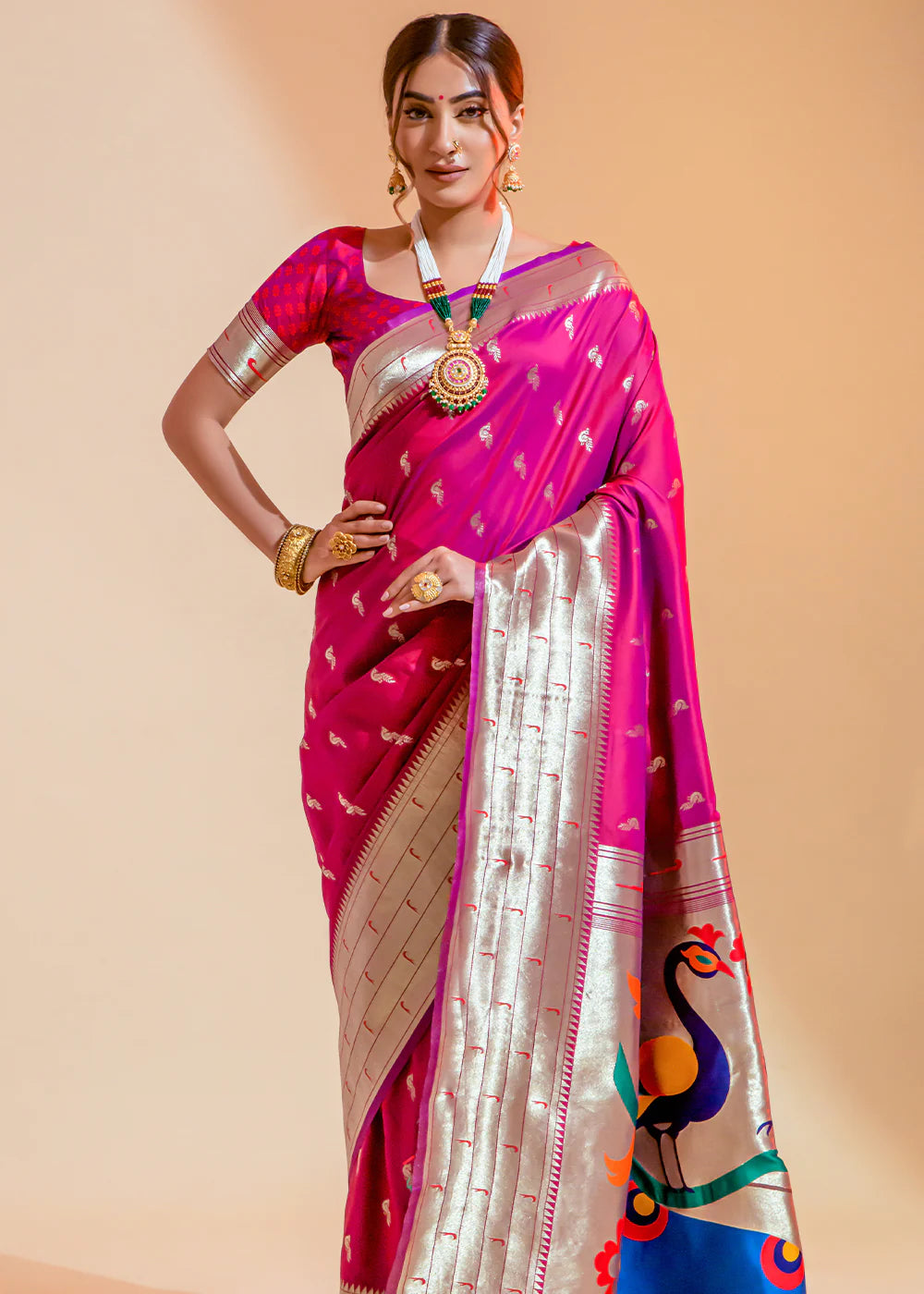 Blush Pink WOWEN Paithani Silk Saree