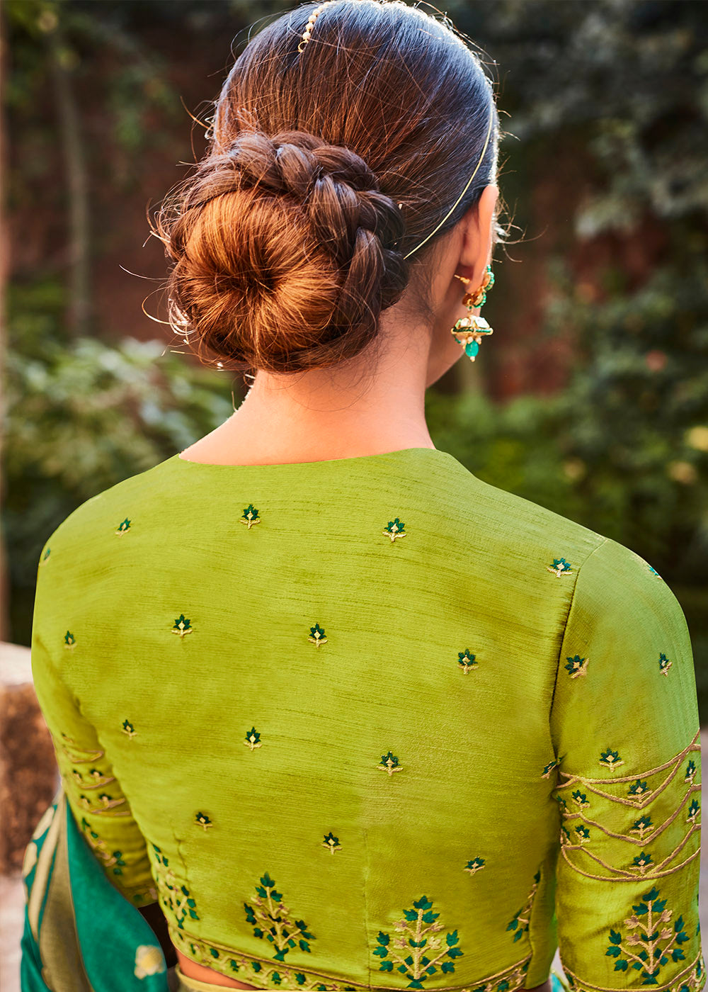 Elegant Dark Green Soft Silk Saree with Embroidered Blouse