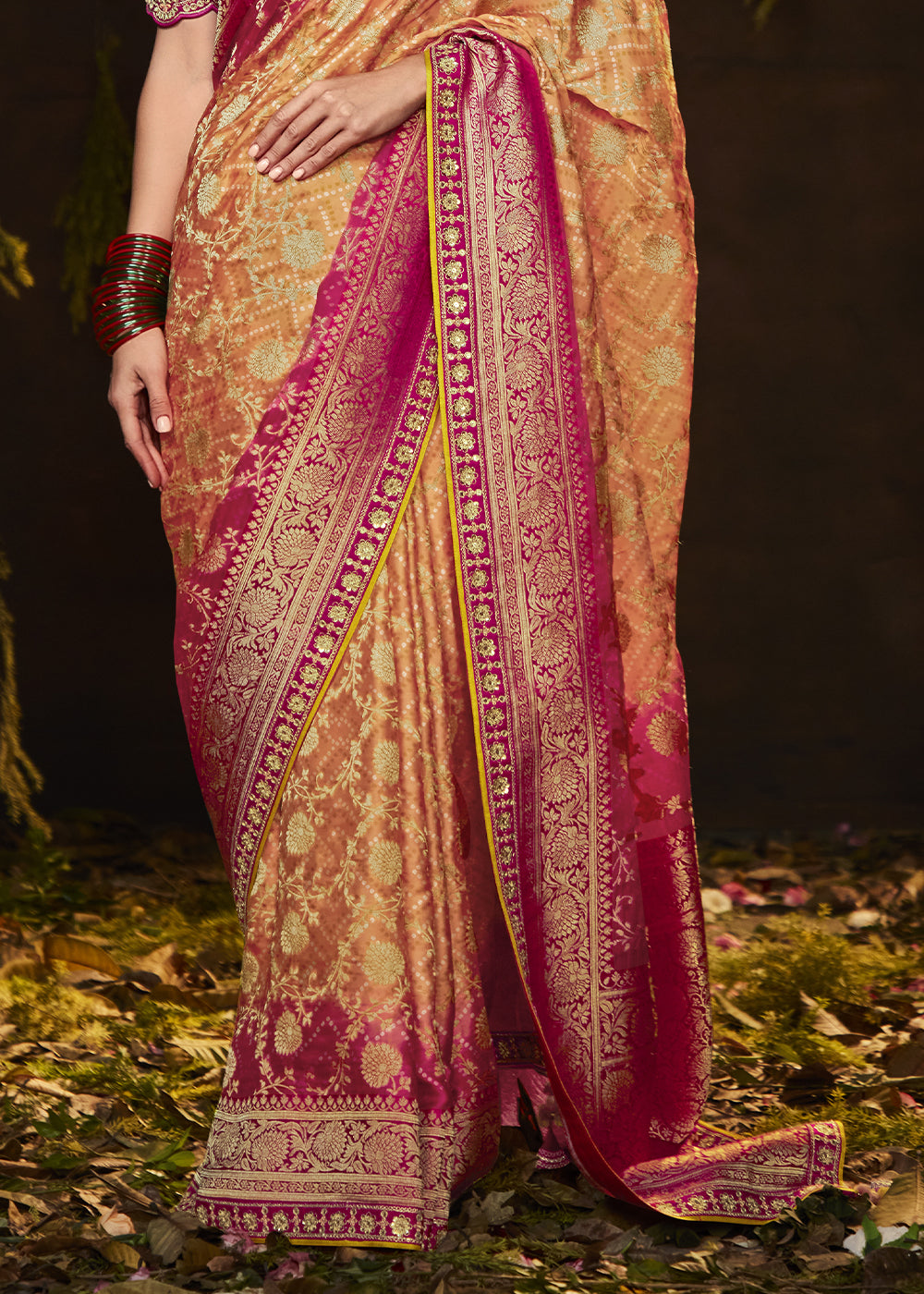 Pretty Pink Georgette Bandhani Saree for a Feminine Look