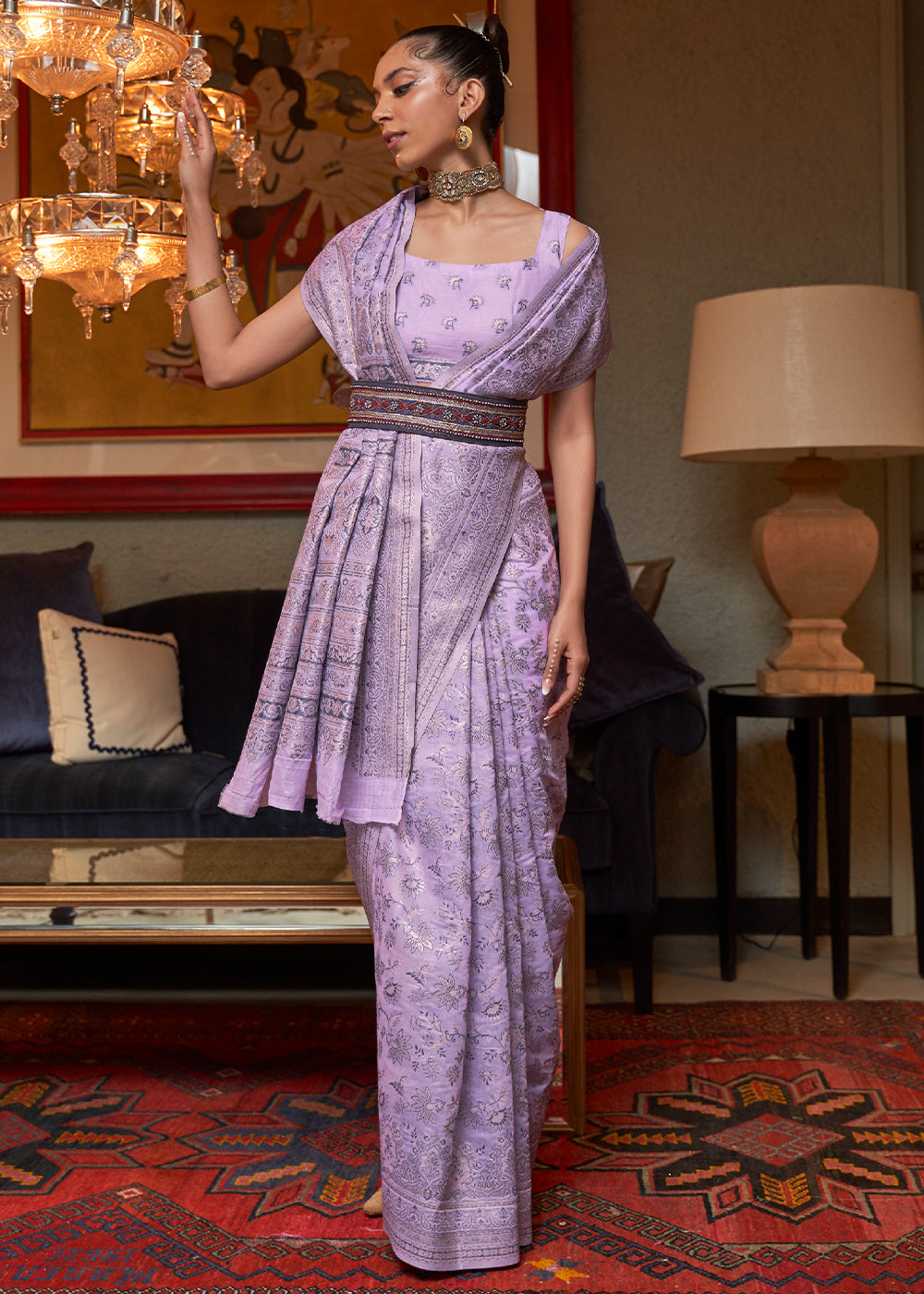 Beautiful Light Purple Cotton Silk Saree