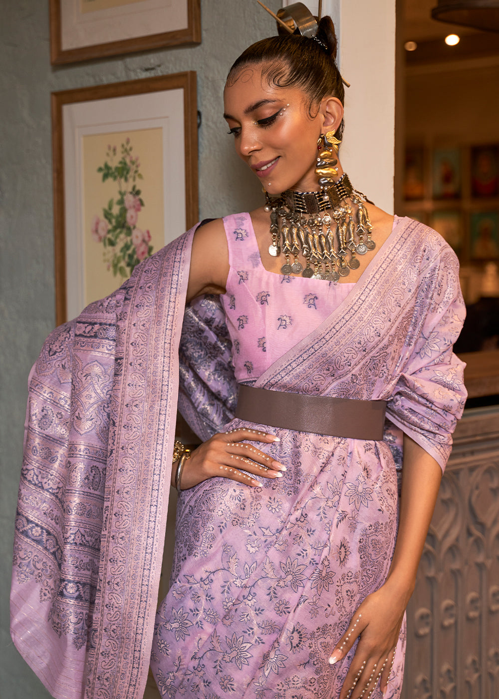 Kashmiri Saree in Lavender Purple: Perfect for Any Occasion