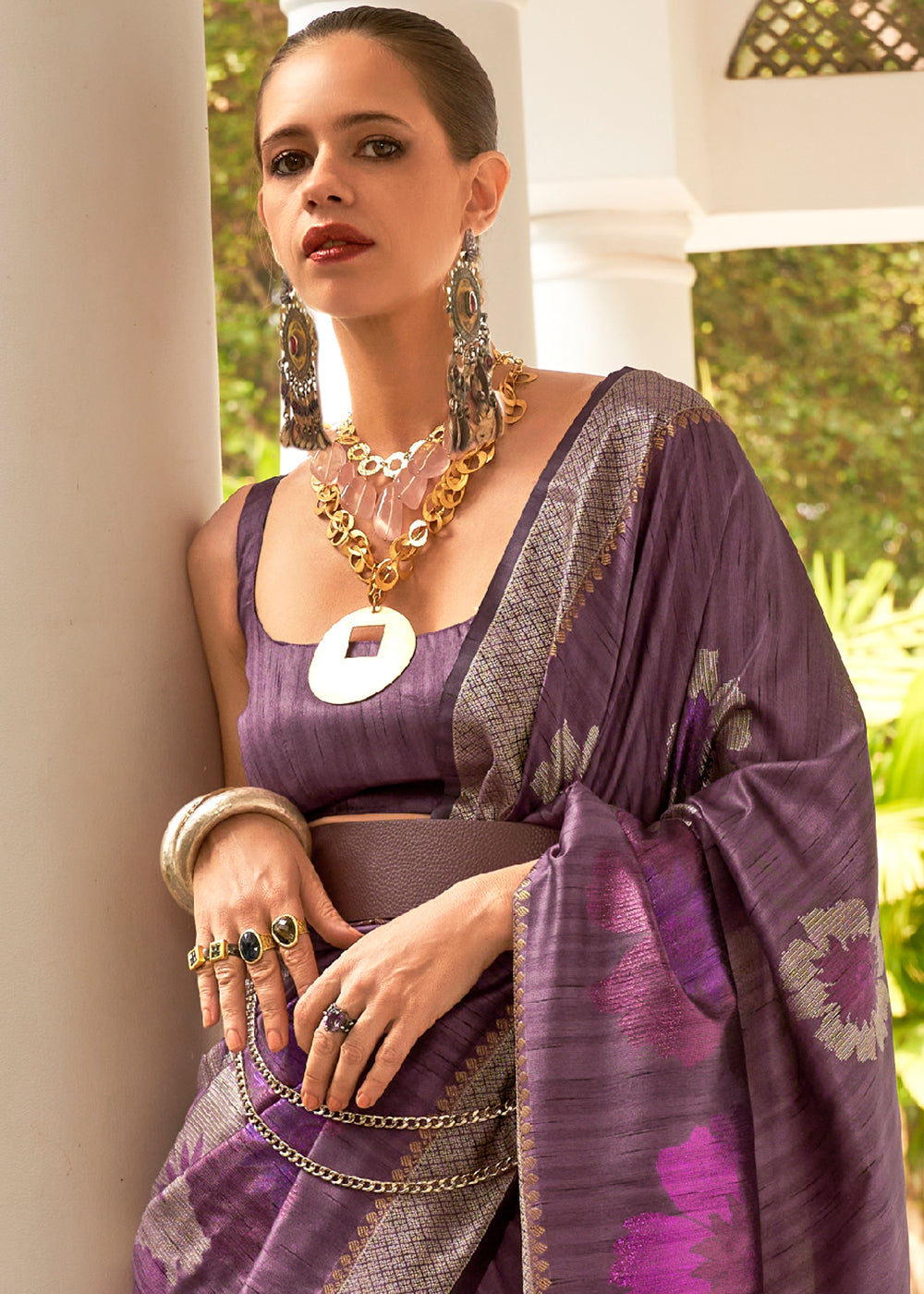 Sublime Elegance: Handwoven Lavender Purple Lucknowi Banarasi Silk Saree