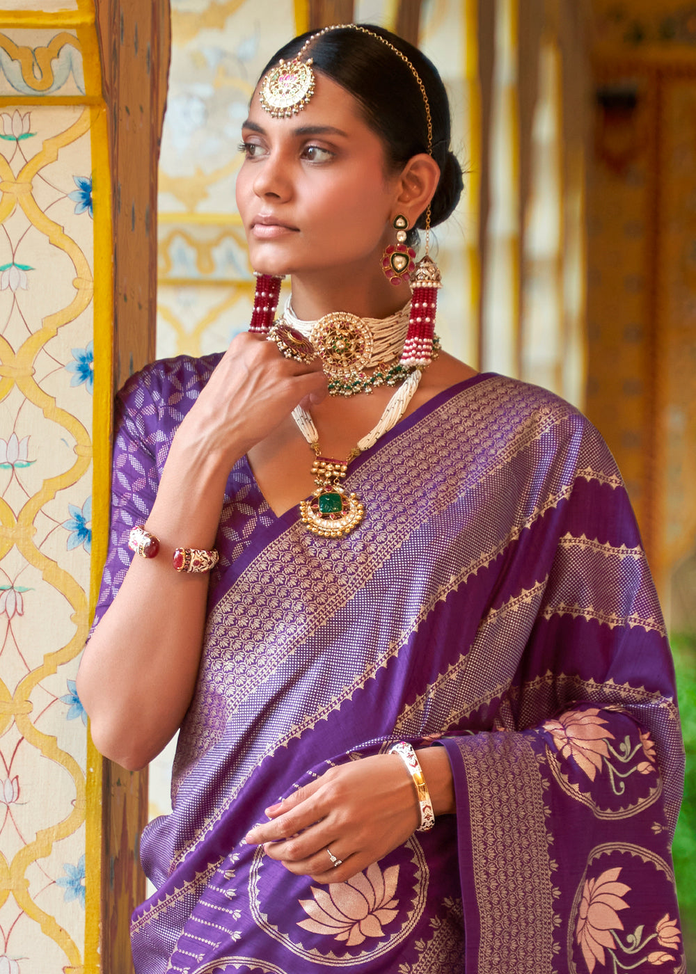 A Majestic Masterpiece  Regal Violet Banarasi Silk Saree