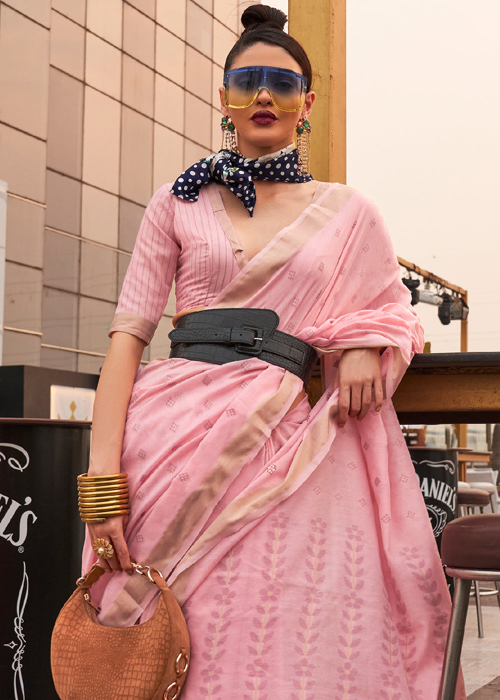 Mist Pink Comfort in Banarasi Cotton Silk Saree