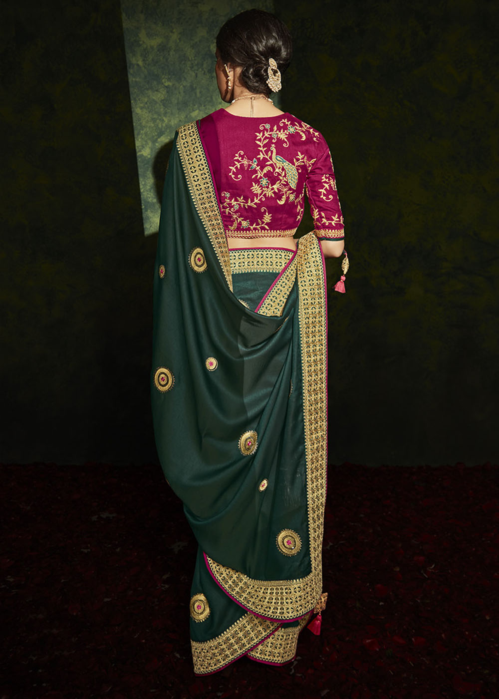 Enchanting Charm of the Green Designer Silk Saree