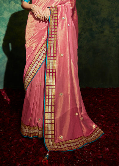 Graceful Femininity of the Pink Designer Silk Saree