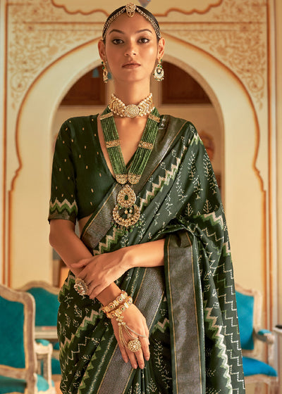 Enchanted Forest: A Green Patola Woven Silk Saree Fit for Nature's Queens