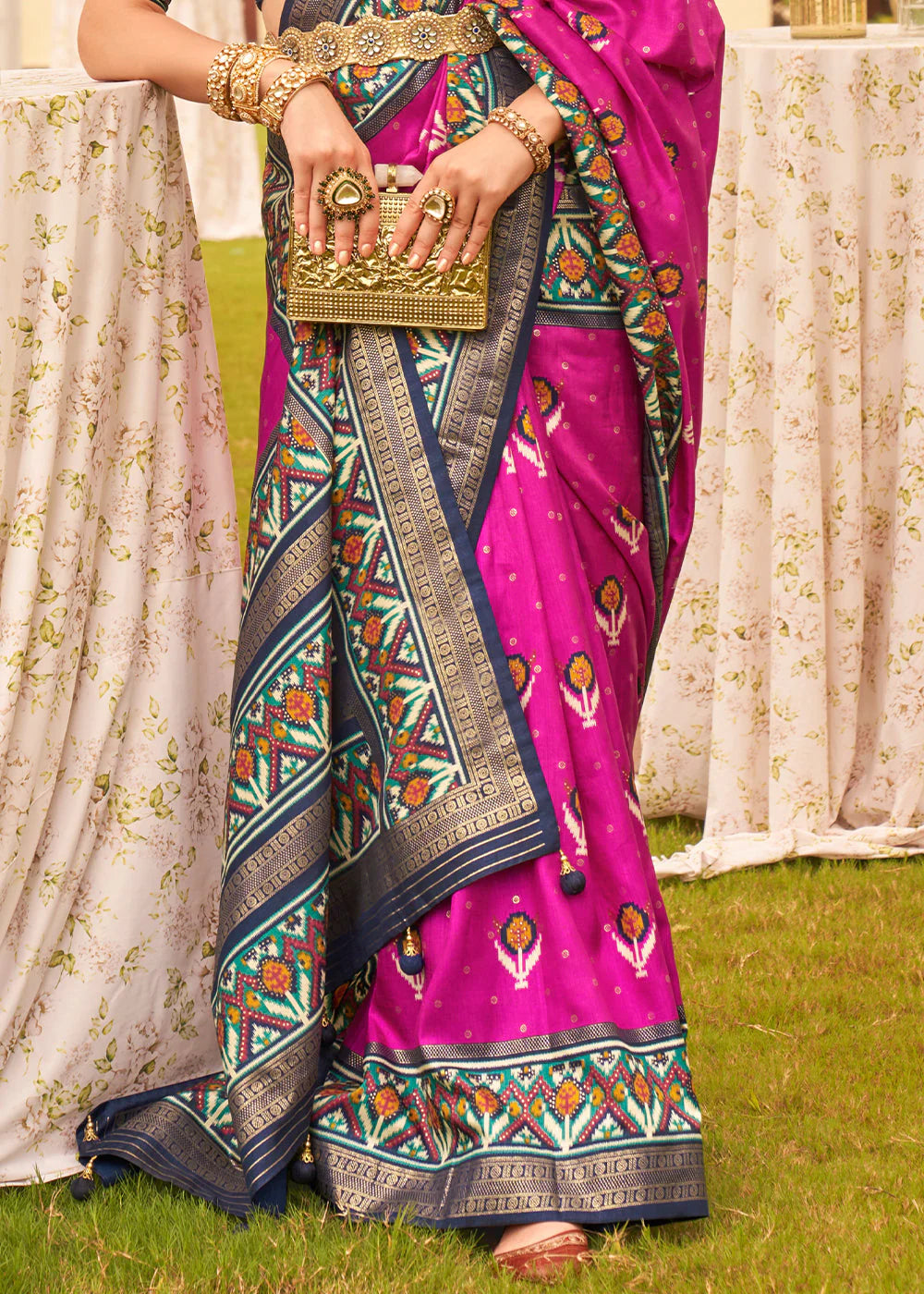 SHADES OF PINK RINTED PATOLA DESIGNER SILK SAREE