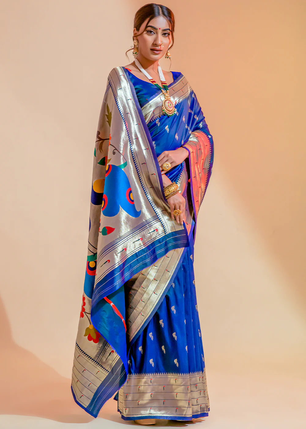 Navy Blue WOWEN Paithani Silk Saree