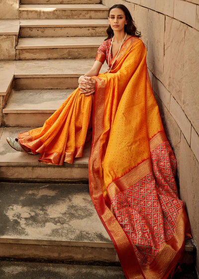 YELLOW WOVEN PATOLA SILK SAREE