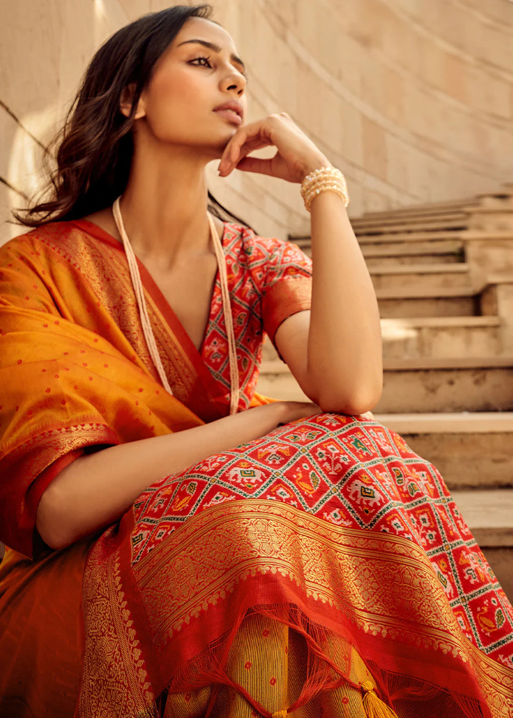 YELLOW WOVEN PATOLA SILK SAREE