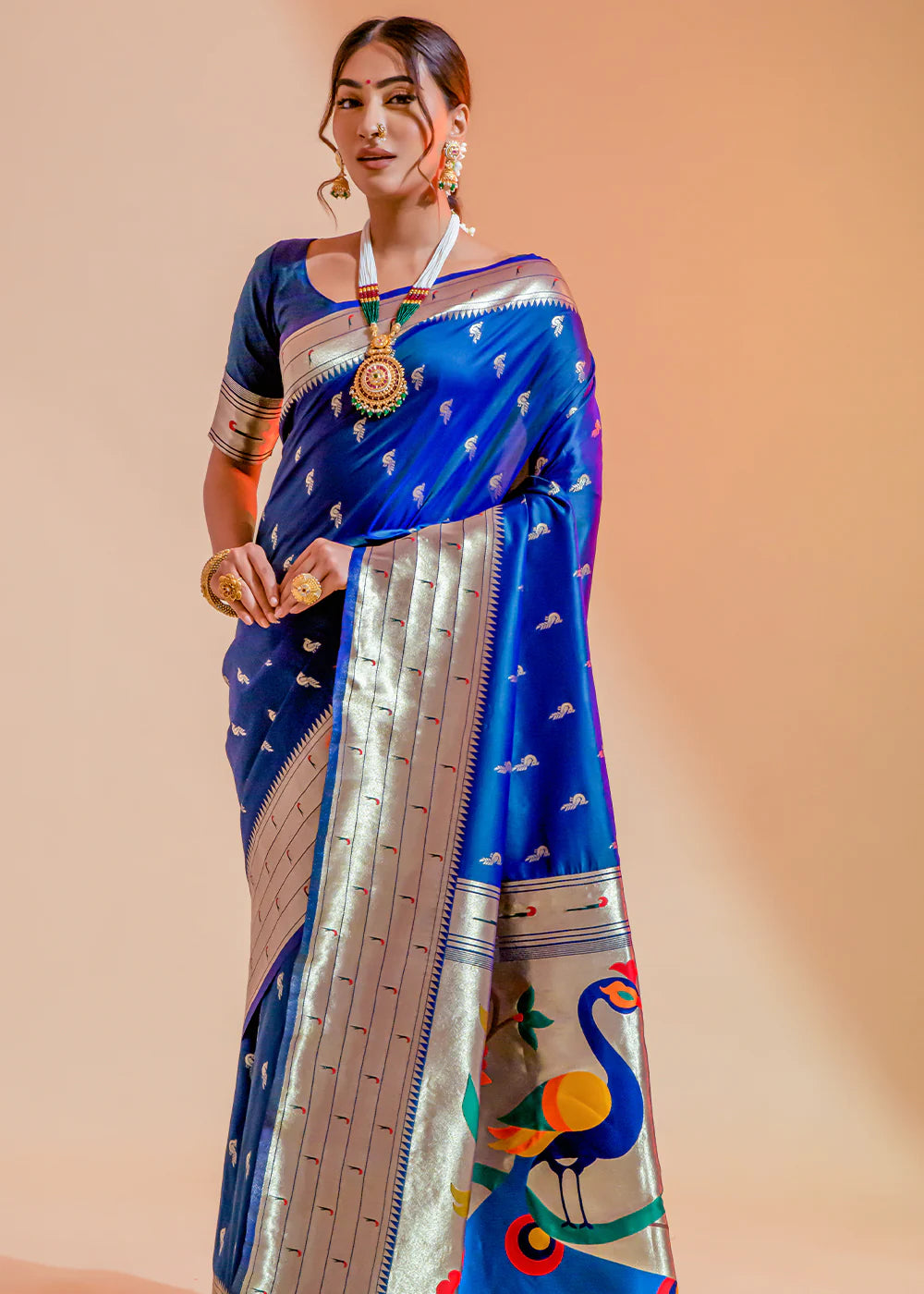 Navy Blue WOWEN Paithani Silk Saree