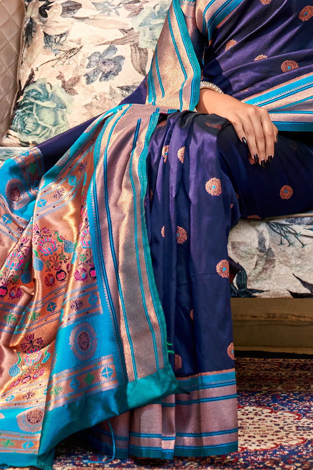 BERRY BLUE WOVEN PAITHANI SILK SAREE