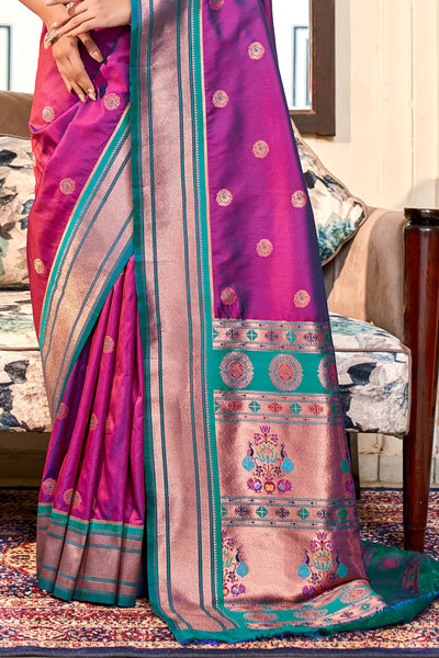 MAGENTA PURPLE WOVEN PAITHANI SILK SAREE