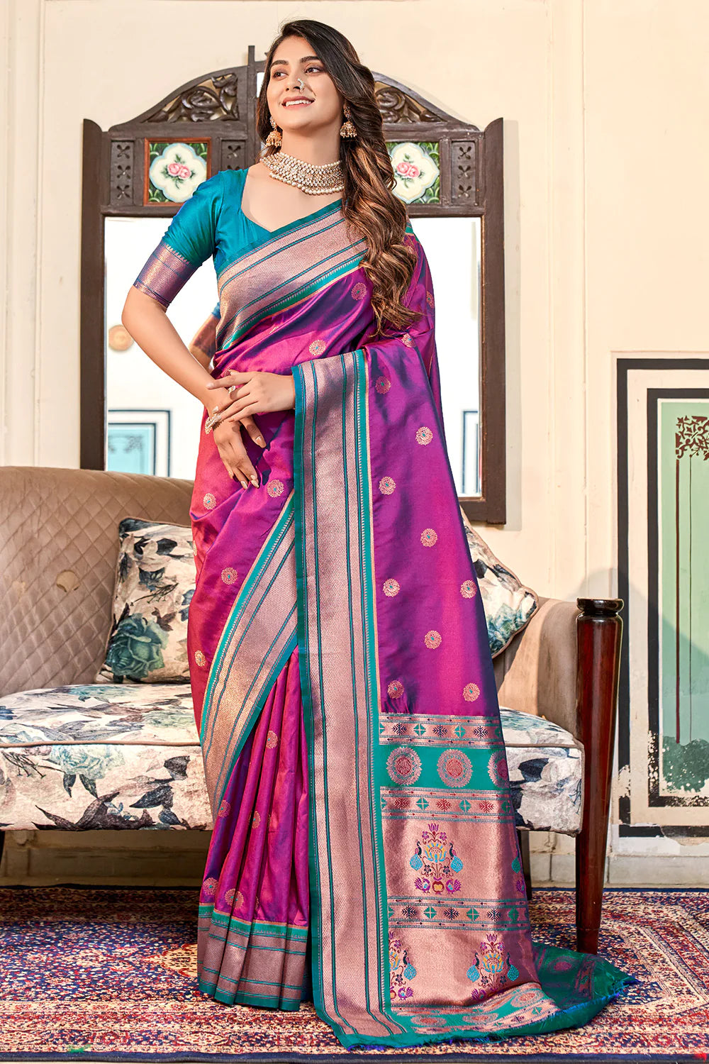 MAGENTA PURPLE WOVEN PAITHANI SILK SAREE