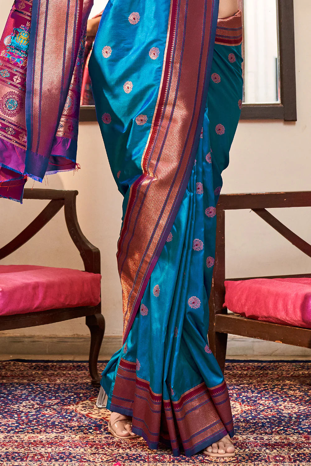 ROYEL BLUE WOVEN PAITHANI SILK SAREE