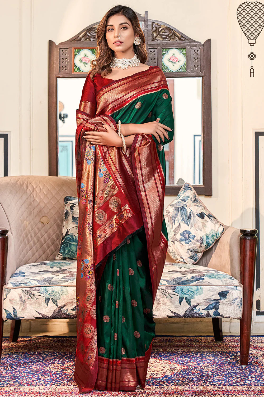 FUN GREEN WOVEN PAITHANI SILK SAREE