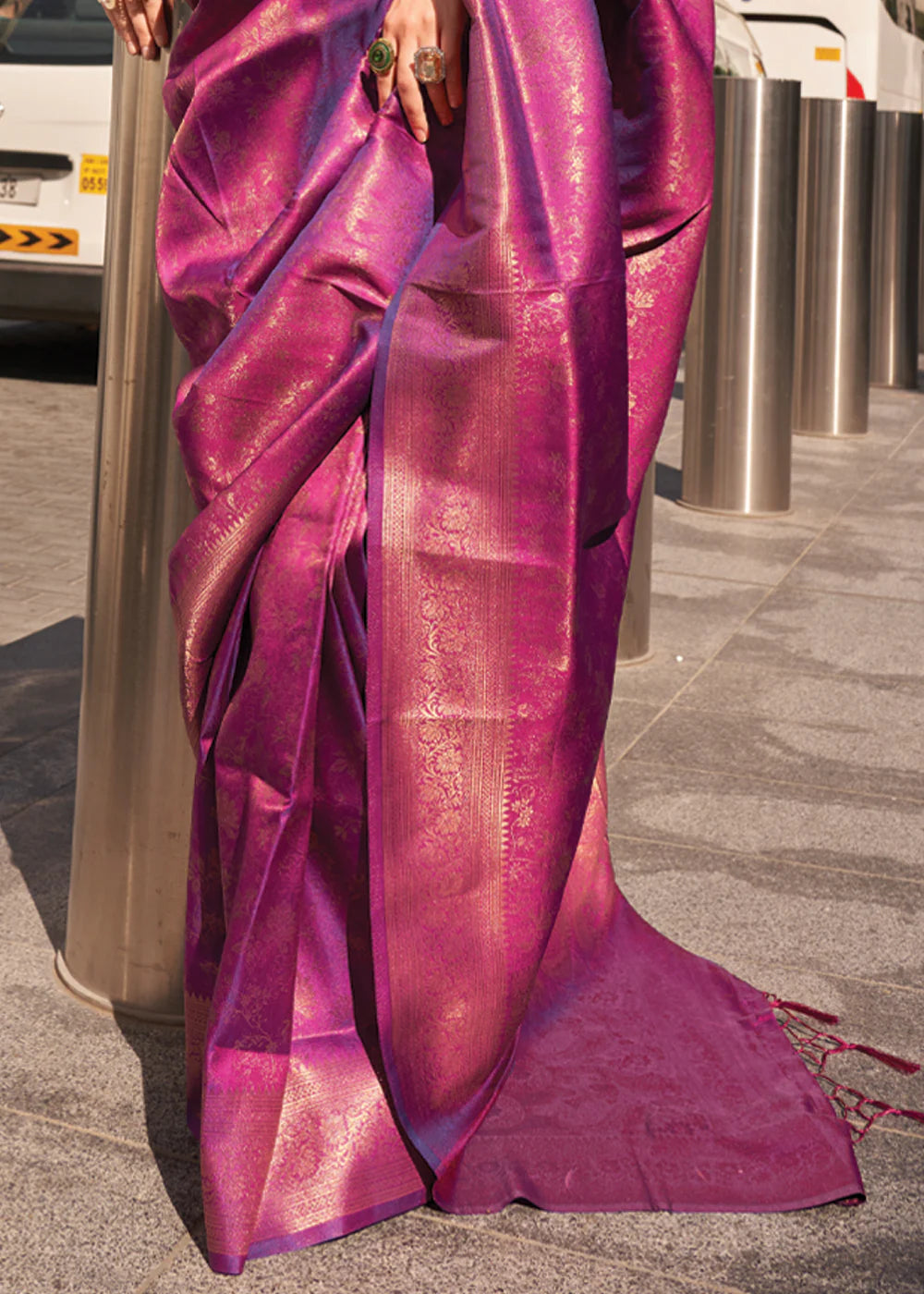 CHINESE PURPLE HANDLOOM WOVEN BANARASI SILK SAREE