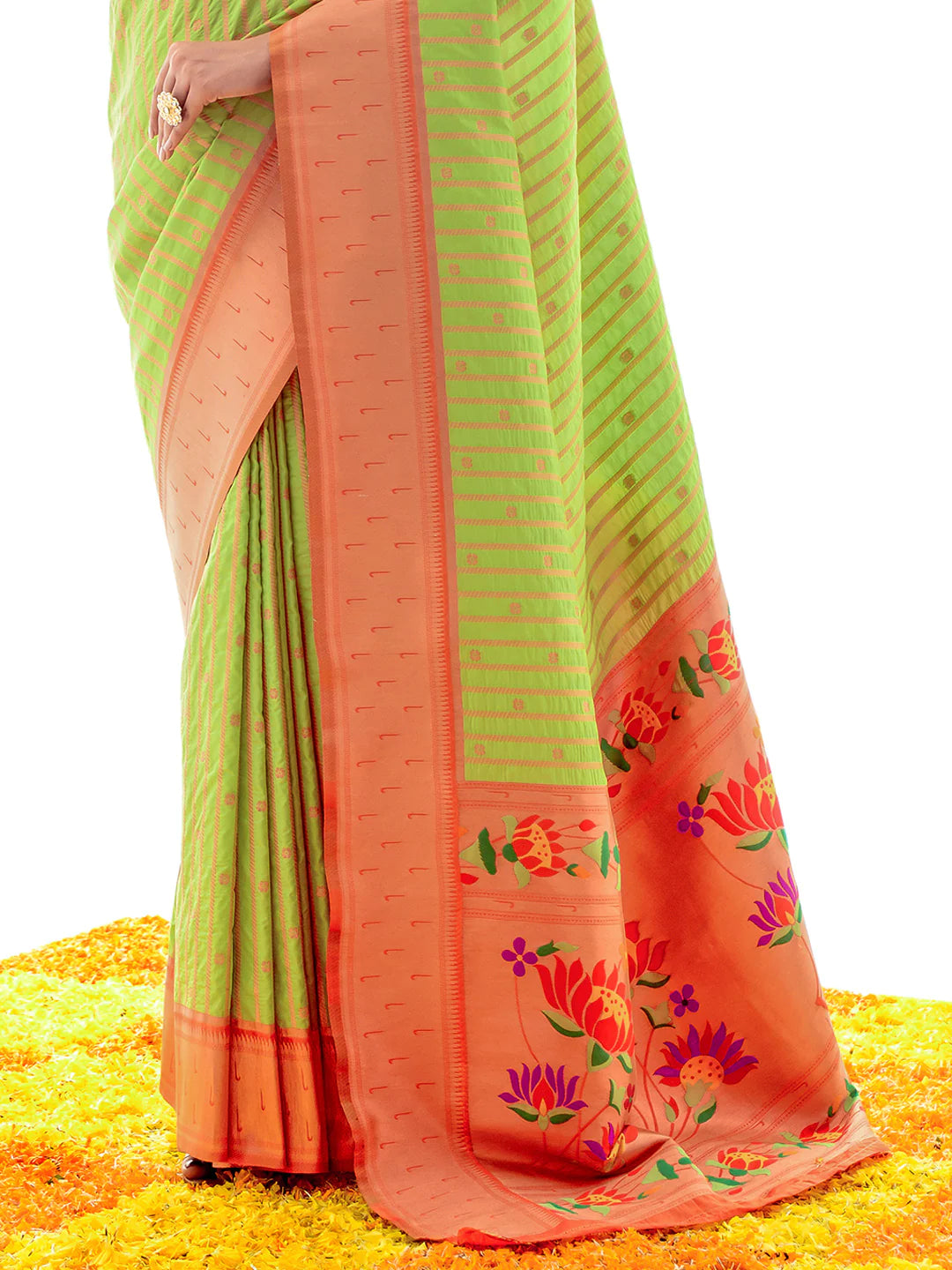 GREEN Paithani Silk Saree With Zari