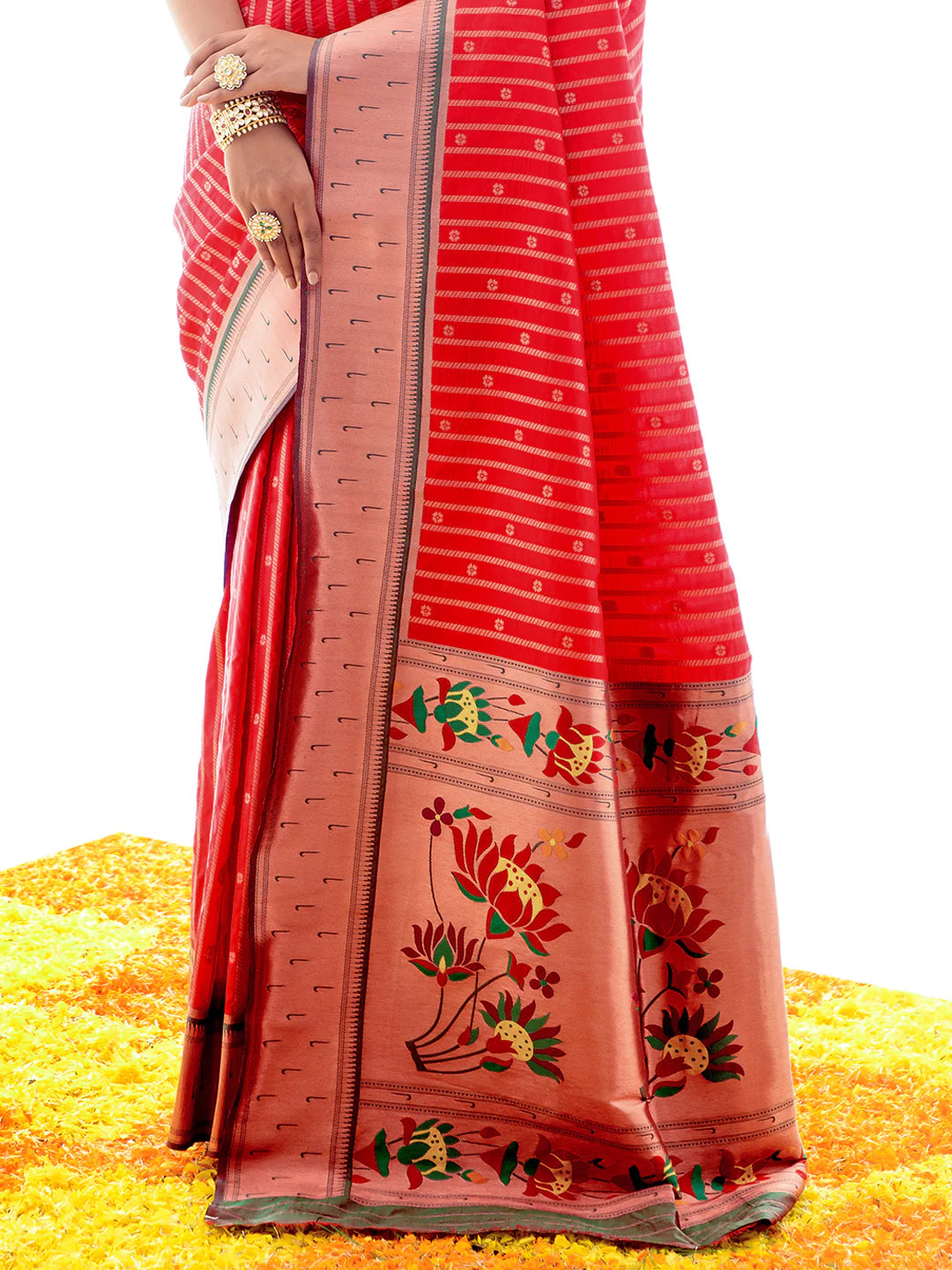 RED Paithani Silk Saree With Zari