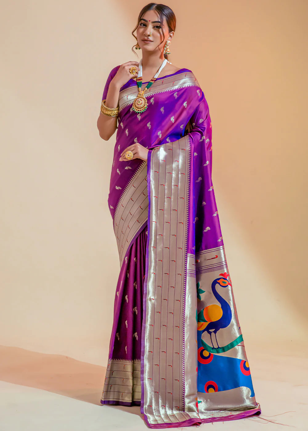 Violet WOWEN Paithani Silk Saree