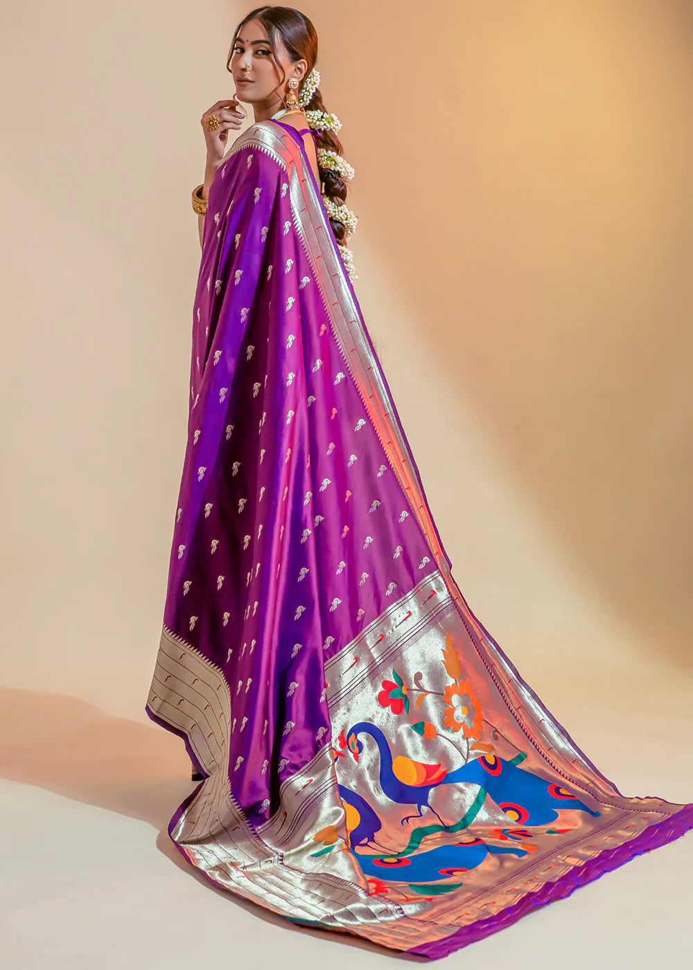 Violet WOWEN Paithani Silk Saree