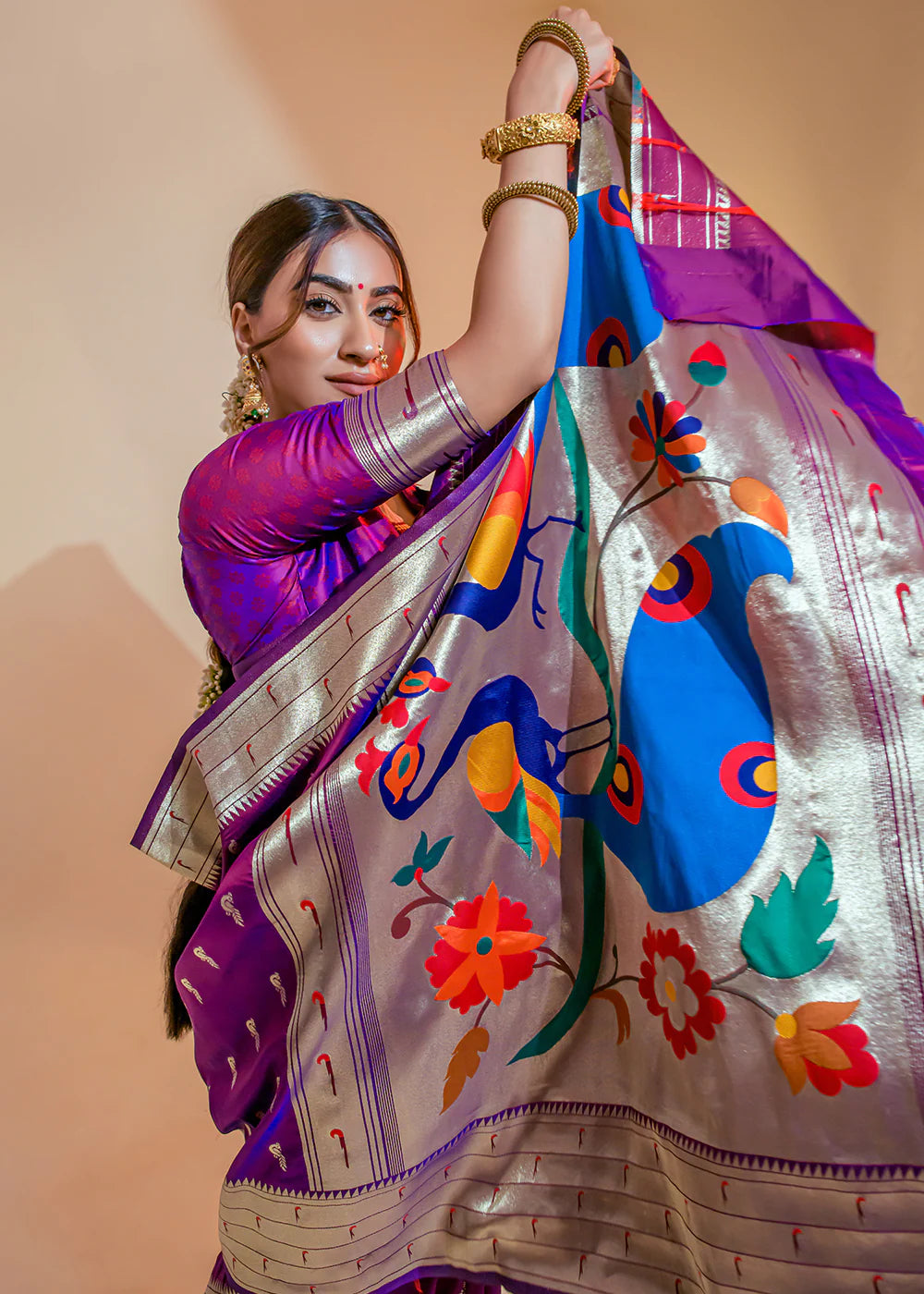 Violet WOWEN Paithani Silk Saree