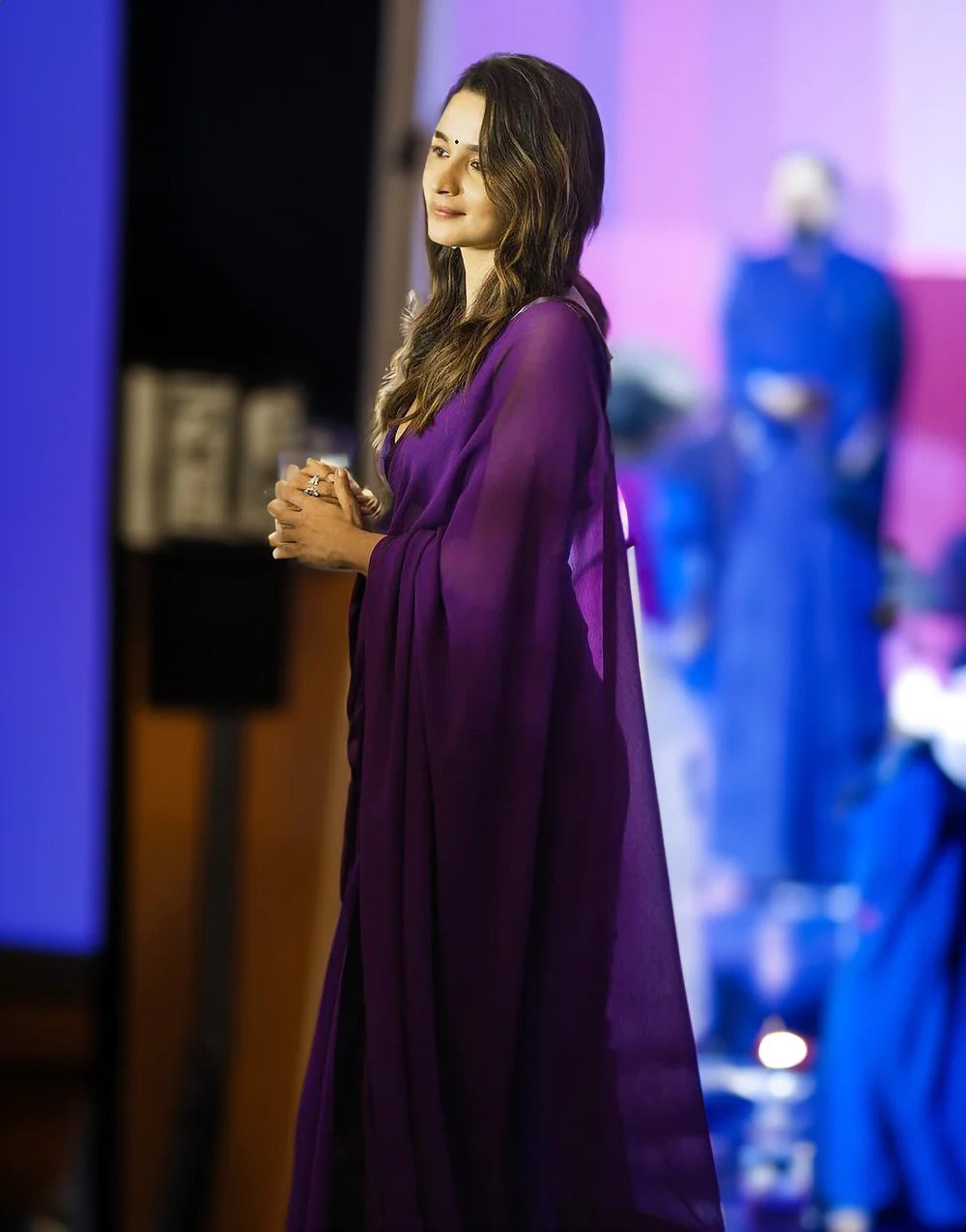 Alia Bhatt Georgette DARK PURPLE Saree