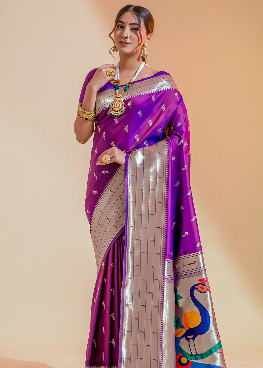 Violet WOWEN Paithani Silk Saree