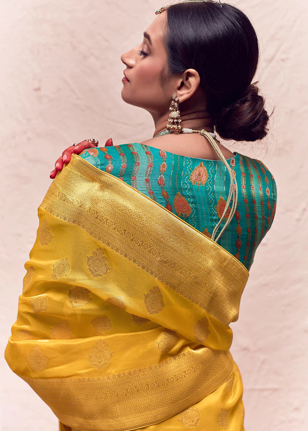 YELLOW ZARI WOVEN DOLA SILK SAREE WITH ZARI WOVEN BLOUSE