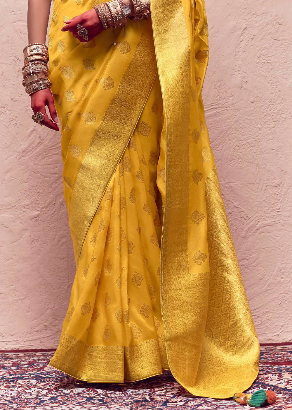 YELLOW ZARI WOVEN DOLA SILK SAREE WITH ZARI WOVEN BLOUSE