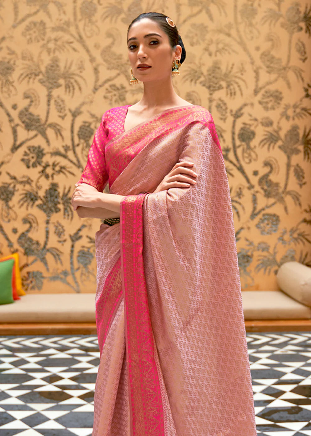 LOTUS PINK ZARI WOVEN Banarasi SILK SAREE