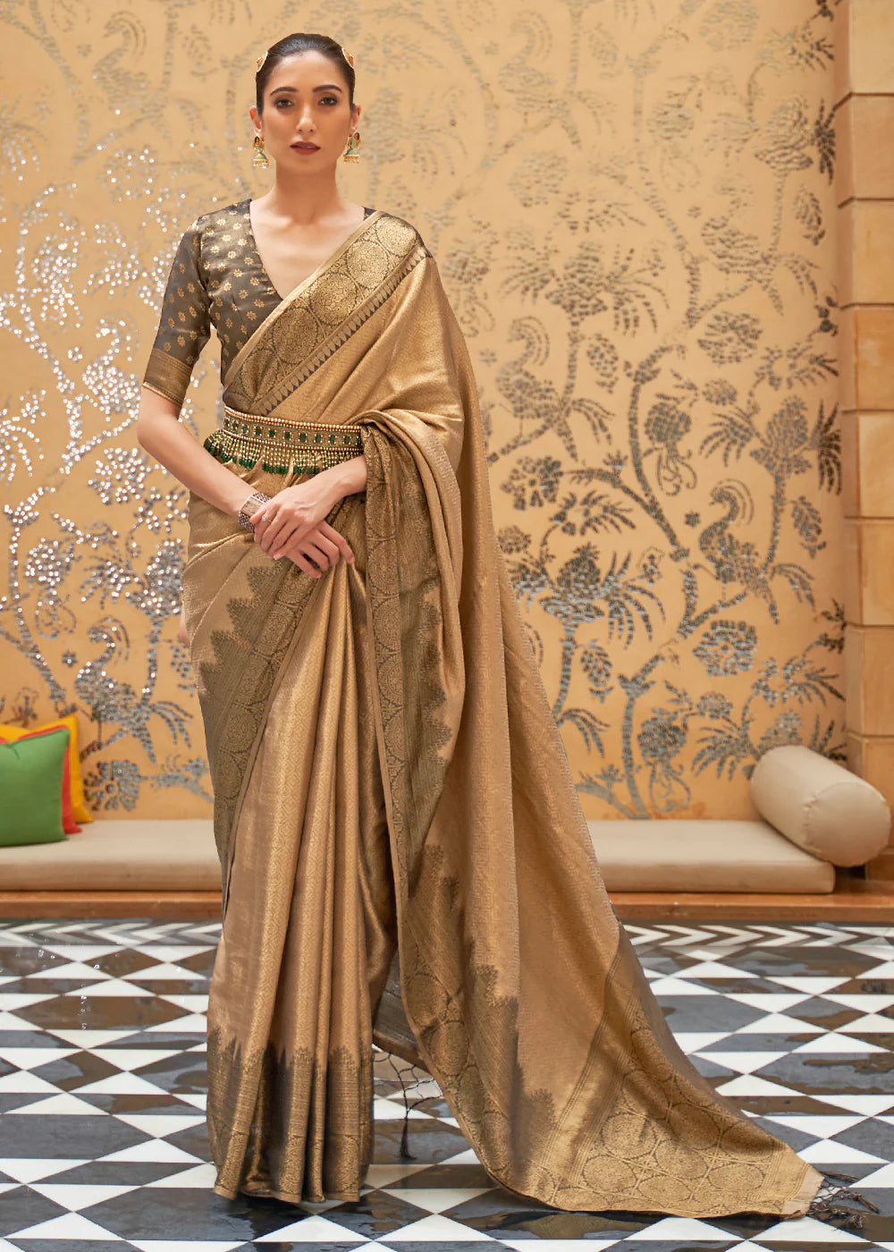 HARVEST GOLD ZARI WOVEN Banarasi SILK SAREE