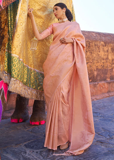 CORAL SOFT PINK BANARASI Woven Silk Saree