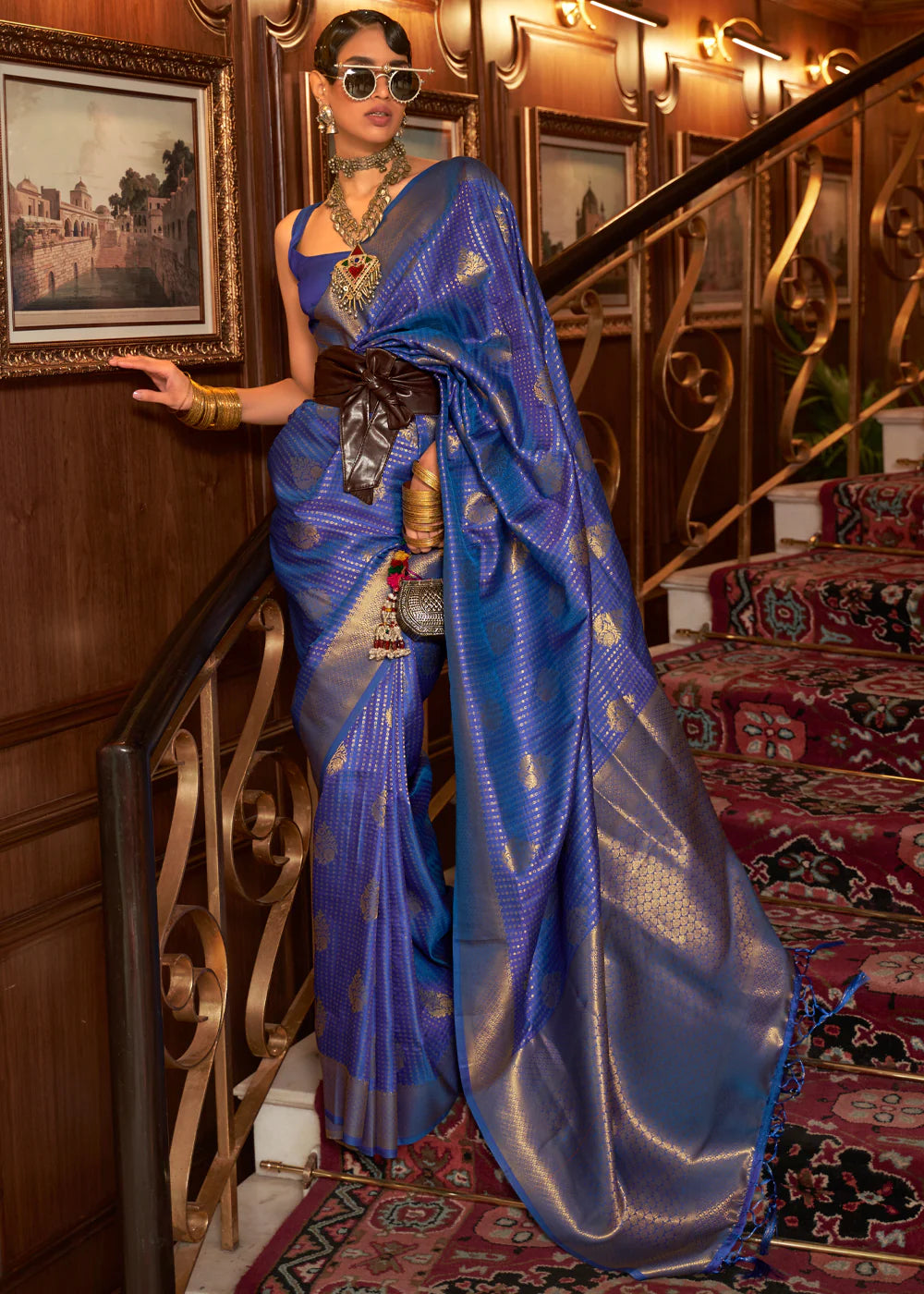 BLUE WOVEN BANARASI SILK SAREE