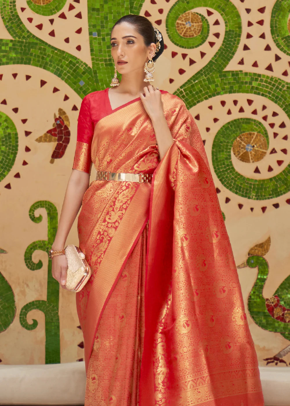 RUBY Red Kanjivaram Silk Saree