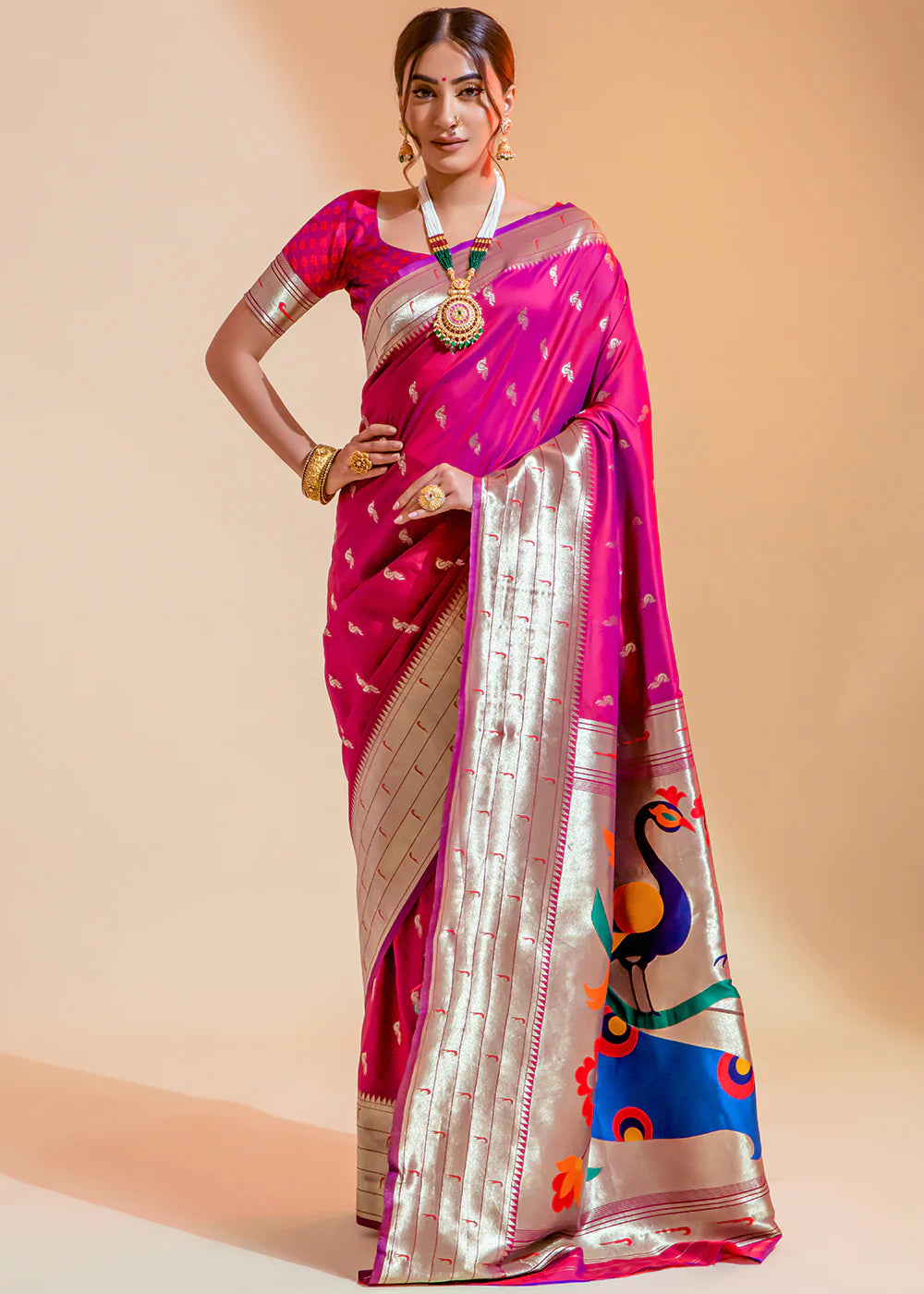 Blush Pink WOWEN Paithani Silk Saree