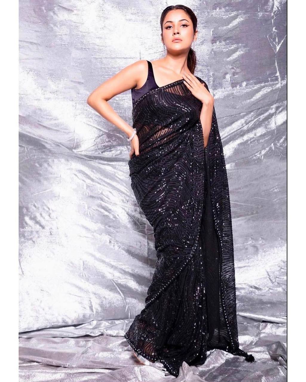 Black CELEBRITY Sequins Saree