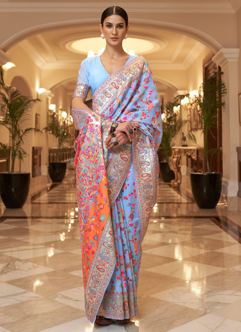 Fabulous Woven Enhanced Handloom Silk KASHMIRI Saree