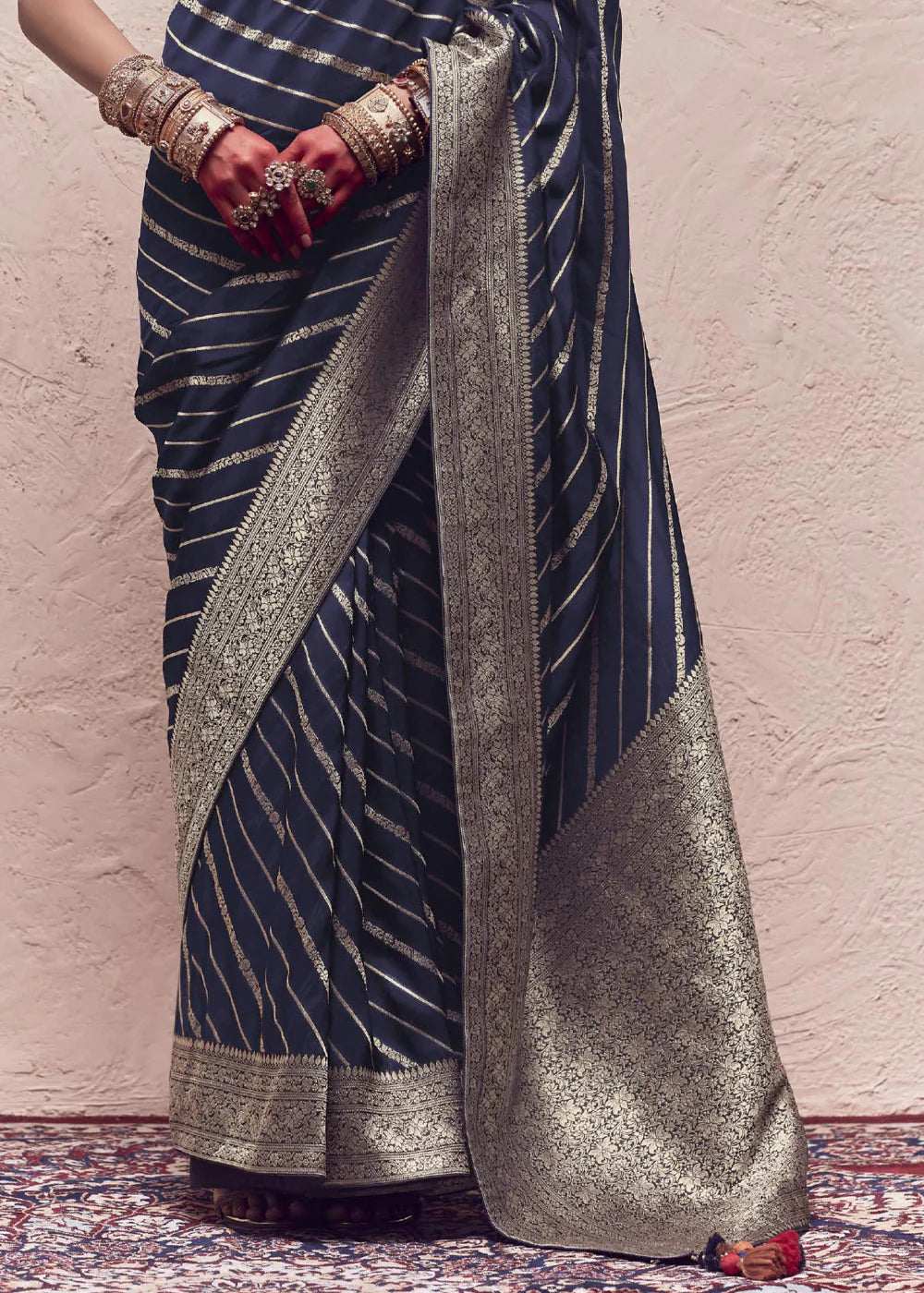 Admiral Blue ZARI WOVEN DOLA SILK SAREE WITH ZARI WOVEN BLOUSE