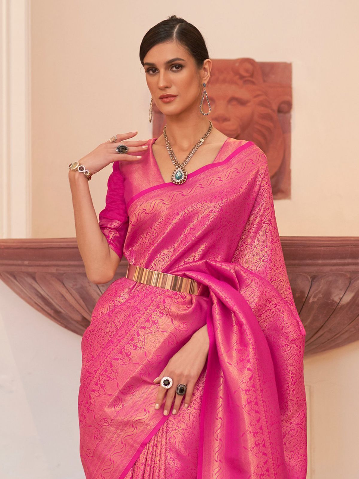 MAUVELOUS PINK HANDLOOM WOVEN KANJIVARAM SILK SAREE